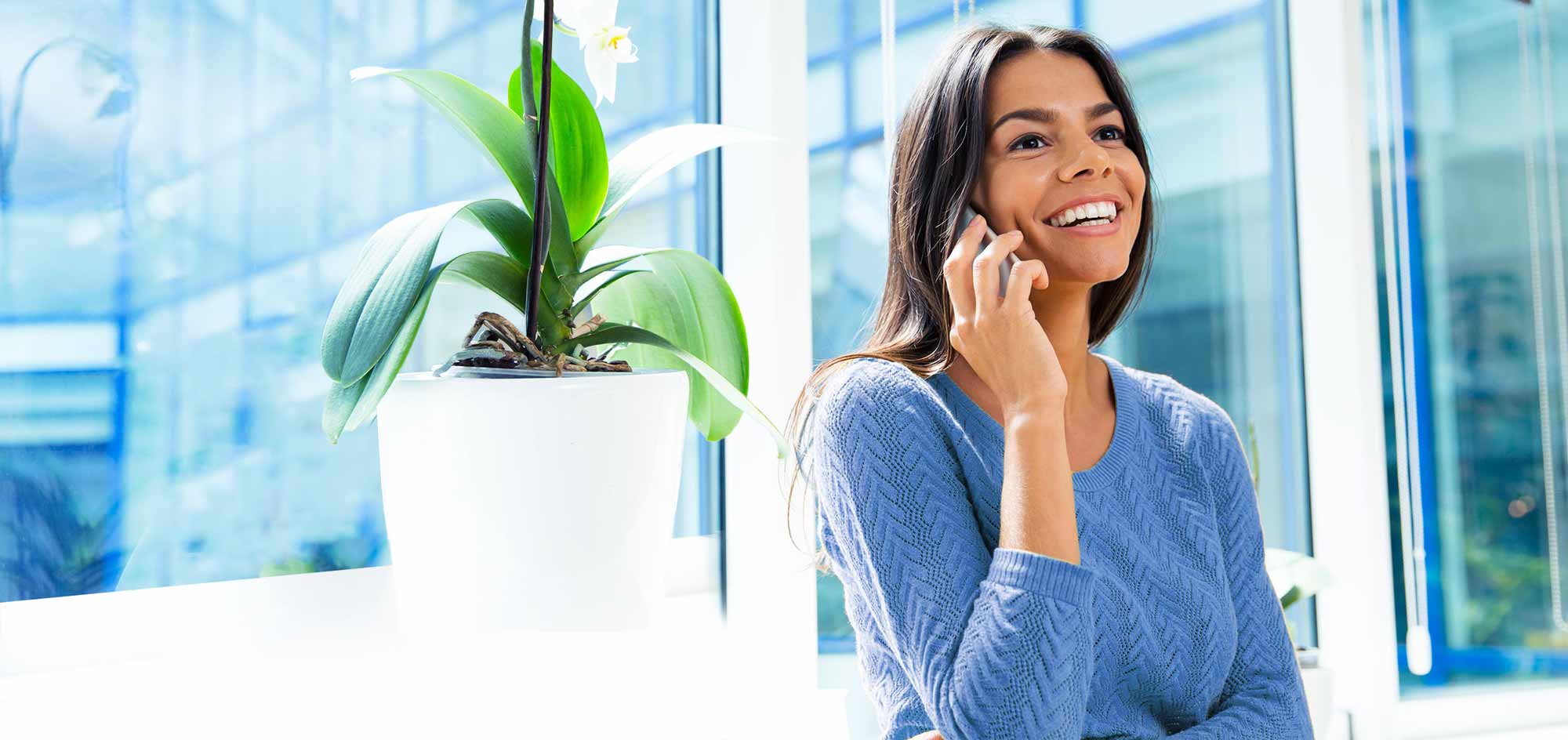 Contact True Steel woman on phone